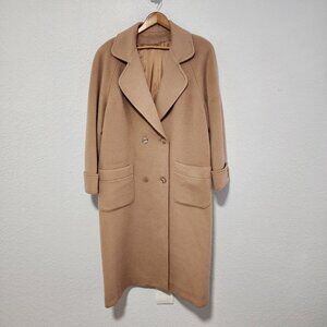 Vintage Josh Evans Trench Coat Double Breasted Wool Mohair Size 16 Old Money